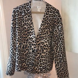 Leopard print one button sweater